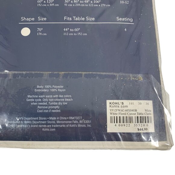 Craft Barrow NWT $45 Spring Floral Embroidered Tablecloth 60" x 84" Oblong - Picture 3 of 4